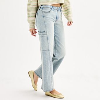 Juniors' SO® Low Rise Denim Cargo Pants