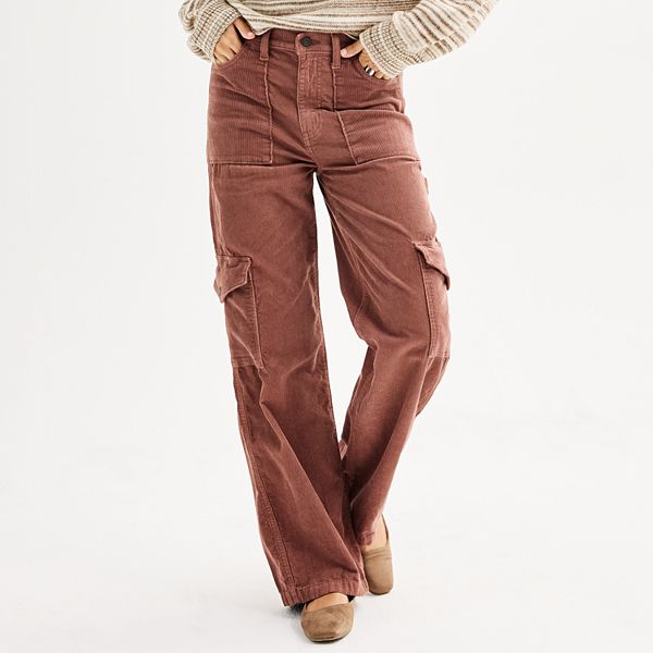 Juniors' SO® High Rise Corduroy Wide Leg Cargo Pants