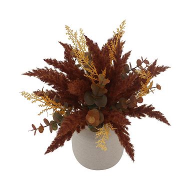 Everyday Decor Artificial Rust Dried Grasses in Ceramic Vase