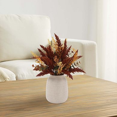 Everyday Decor Artificial Rust Dried Grasses in Ceramic Vase