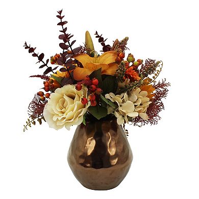 Everyday Decor Autumnal Botanical Brass Shine Vase Table Decor
