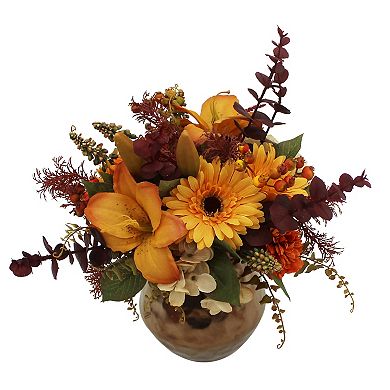 Everyday Decor Autumnal Botanical Brass Shine Vase Table Decor