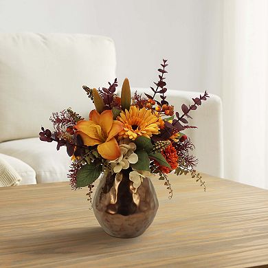Everyday Decor Autumnal Botanical Brass Shine Vase Table Decor