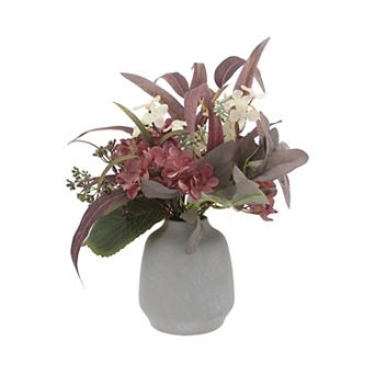 Everyday Decor Artificial Late Season Hydrangeas Ceramic Vase Table Decor