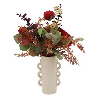 Everyday Decor Artificial Rose & Pin Cushion Botanical Stack in Vase