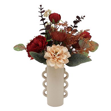 Everyday Decor Artificial Rose & Pin Cushion Botanical Stack in Vase