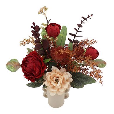 Everyday Decor Artificial Rose & Pin Cushion Botanical Stack in Vase