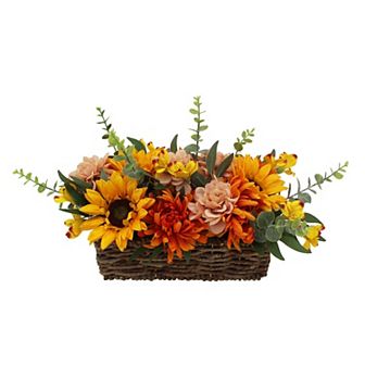 Everyday Decor Artificial Sunflower and Mums in Basket