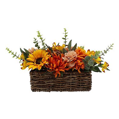 Everyday Decor Artificial Sunflower and Mums in Basket