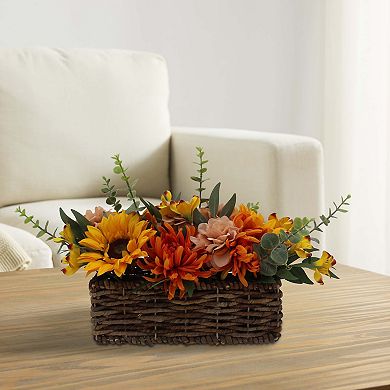 Everyday Decor Artificial Sunflower and Mums in Basket