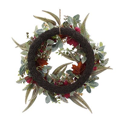 Everyday Decor Ruby Botanical and Lambs Artificial Wreath