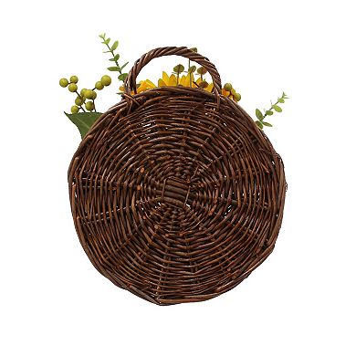 Everyday Decor Artificial Sunflower Wall Basket