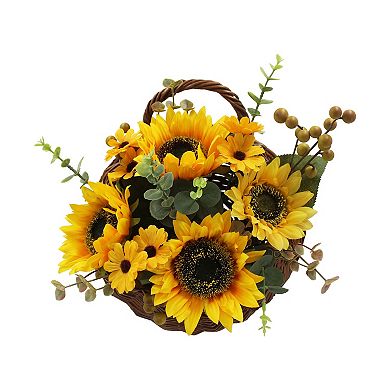 Everyday Decor Artificial Sunflower Wall Basket