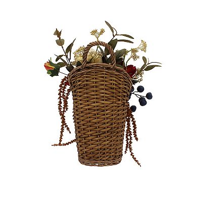 Everyday Decor Red Peony and Berry Artificial Wall Basket