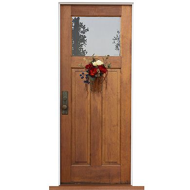 Everyday Decor Red Peony and Berry Artificial Wall Basket