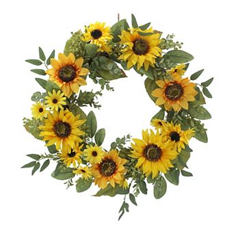 Everyday Decor Multi Sunflower Artificial Wreath