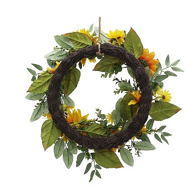 Everyday Decor Multi Sunflower Artificial Wreath