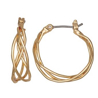 Simply Vera Vera Wang 20mm Gold Tone Lattice Hoop Earrings