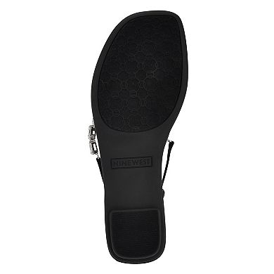 Nine West Dynasti Women's Square Toe Flat Embellished Sandals