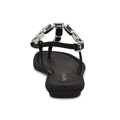 Nine West Dynasti Women's Square Toe Flat Embellished Sandals