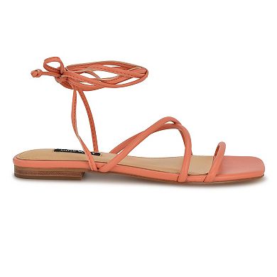 Nine West Mikila Women's Square Toe Slip-On Flat Sandals