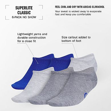 Boys adidas Superlite Classic 6-pk. No-Show Socks