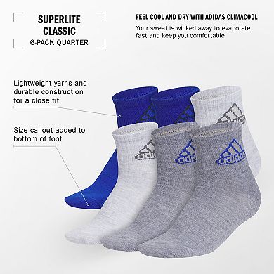 Boys adidas Superlite Classic 6-pk. Quarter Socks