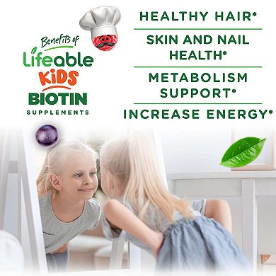 Lifeable® Biotin for Kids Gummies - Hair Skin And Nails Growth - 60 Gummies