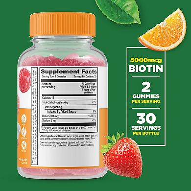 Lifeable® Biotin for Kids Gummies - Hair Skin And Nails Growth - 60 Gummies