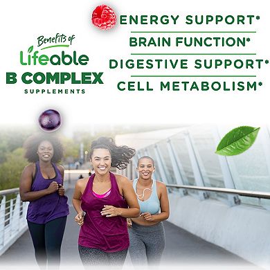 Lifeable® Vitamin B Complex with Vitamin C Gummies - Energy, Nervous System - 60 Gummies