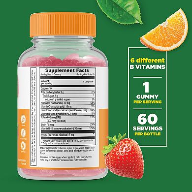 Lifeable® Vitamin B Complex with Vitamin C Gummies - Energy, Nervous System - 60 Gummies