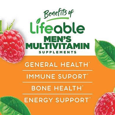 Lifeable® Sugar Free Multivitamin for Men Gummies - Immunity, Digestion, Bones - 60 Gummies