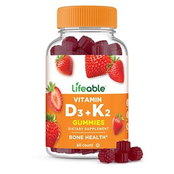Lifeable® Vitamin D3 + K2 Gummies - Bone Health And Immunity - 60 Gummies