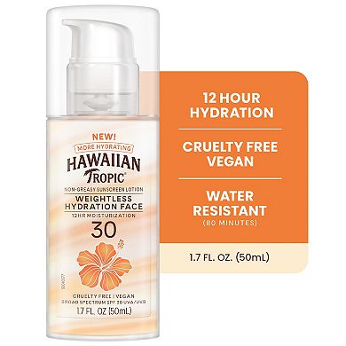Hawaiian Tropic Weightless Hydration SPF 30 Travel Size Sunscreen Face Lotion