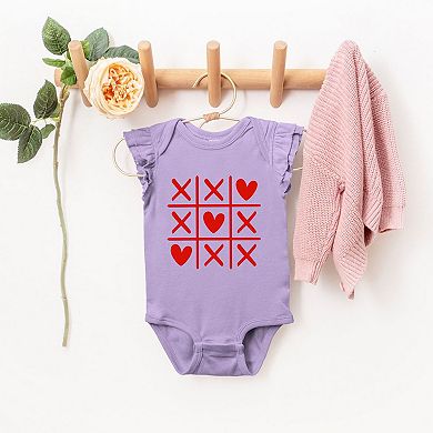 Tic Tac Heart Baby Flutter Sleeve Bodysuit