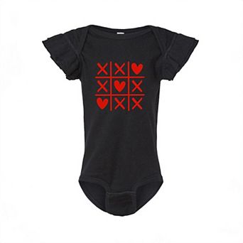 Tic Tac Heart Baby Flutter Sleeve Bodysuit