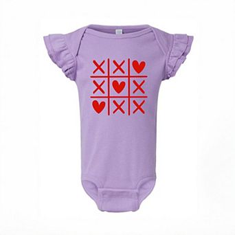 Tic Tac Heart Baby Flutter Sleeve Bodysuit