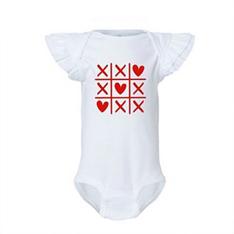 Tic Tac Heart Baby Flutter Sleeve Bodysuit