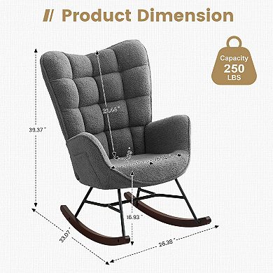 Plush Rocking Chair for Any Space, Side Pocket