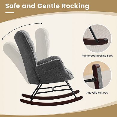 Plush Rocking Chair for Any Space, Side Pocket
