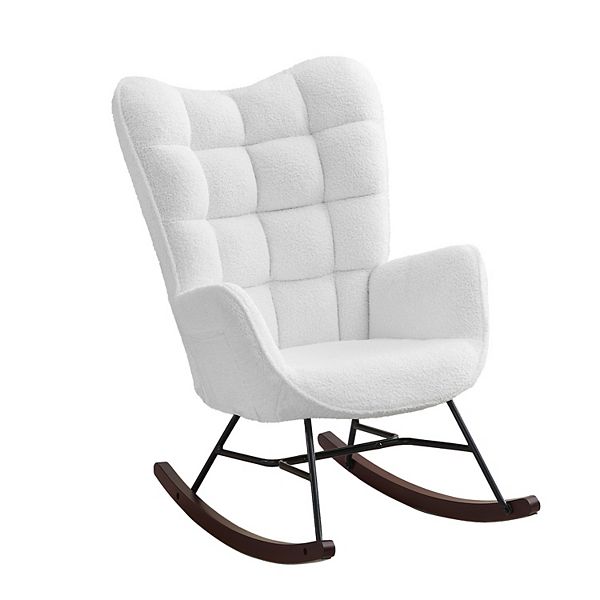 Plush Rocking Chair for Any Space, Side Pocket - Dark Brown