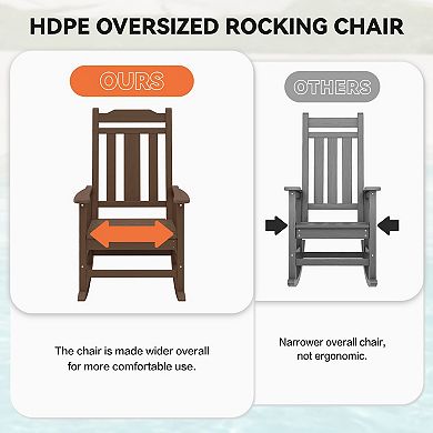 Outdoor Patio HDPE Rocking Chair, Extra Wide Seat