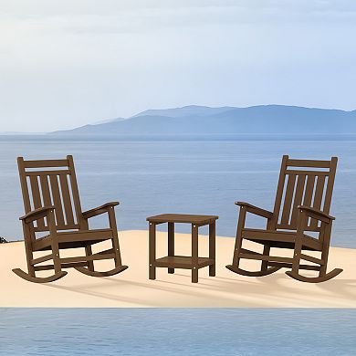 Outdoor Patio HDPE Rocking Chair, Extra Wide Seat