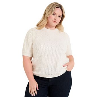 June + Vie Women's Plus Size -Sleeve Knit Sweater