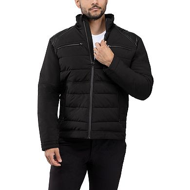 Men's Xray Puffer Jacket with Faux Leather Shoulder