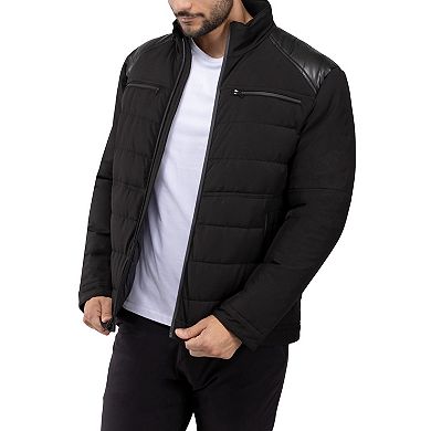 Men's Xray Puffer Jacket with Faux Leather Shoulder