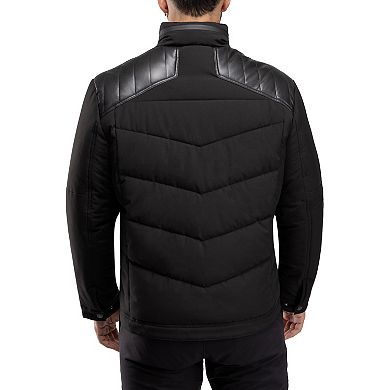 Men's Xray Puffer Jacket with Faux Leather Shoulder