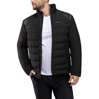 Men's Xray Puffer Jacket with Faux Leather Shoulder
