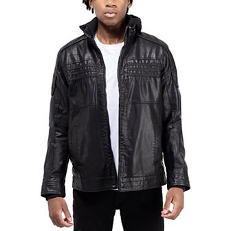 Men's Xray Grainy Faux Leather Hooded Jacket