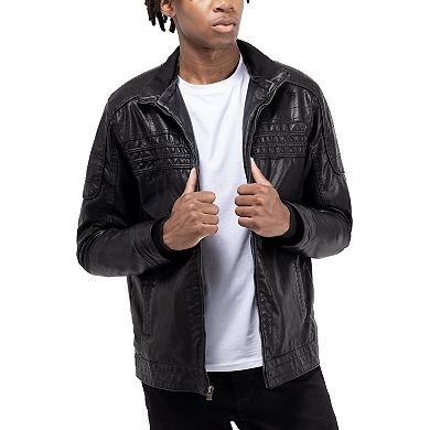 Men's Xray Grainy Faux Leather Hooded Jacket
